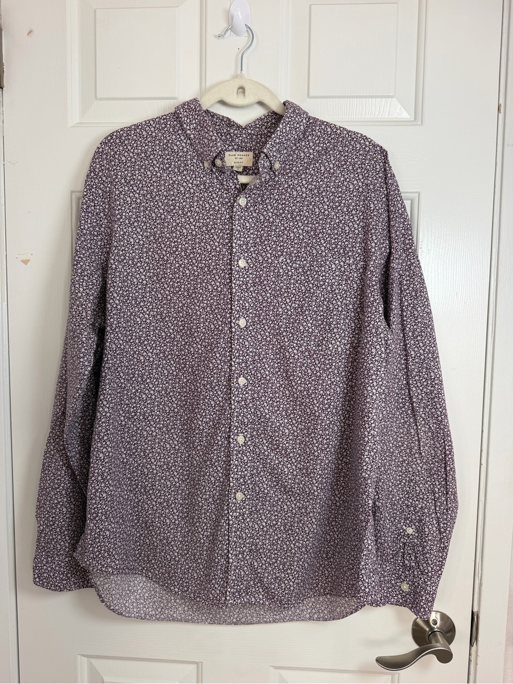 Club Monaco women Purple Micro Floral Button-Down Shirt
